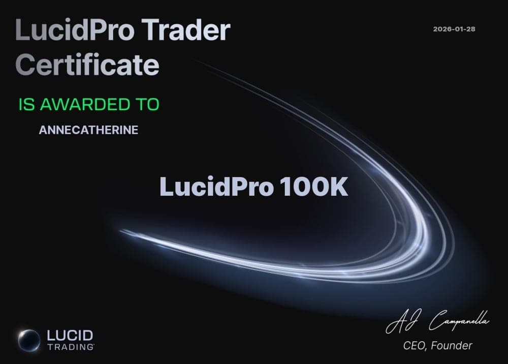 Capture de résultat vérifié sur Lucid Trading, membre D*Trading