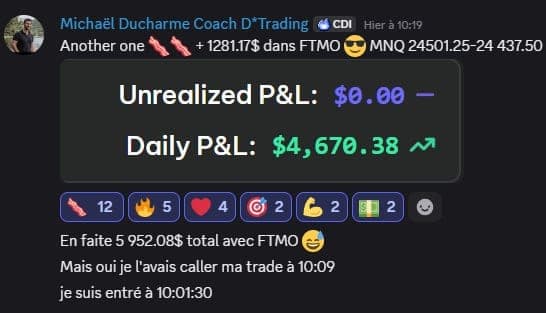 Capture de résultat vérifié sur Tradecopia, membre D*Trading