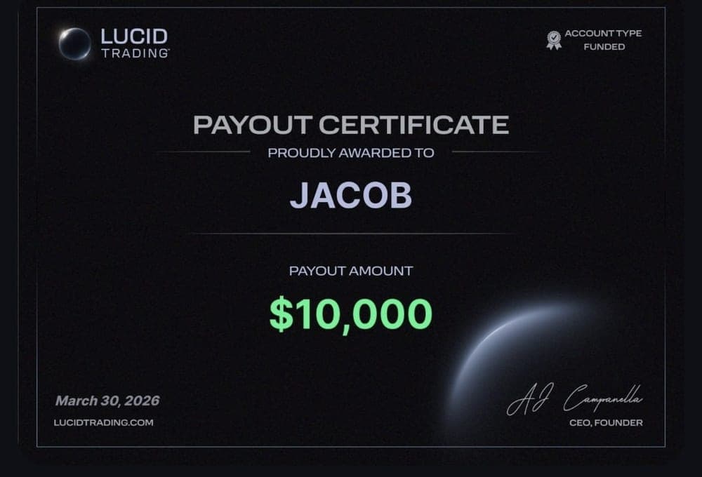 Capture de résultat vérifié sur Lucid Trading, membre D*Trading