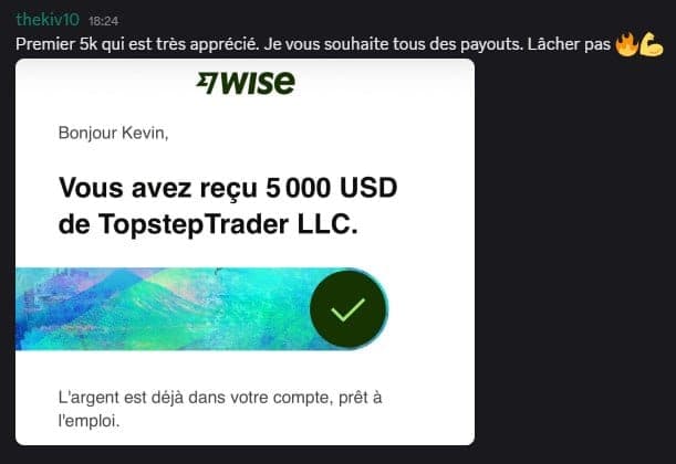 Capture de résultat vérifié sur Topstep, membre D*Trading