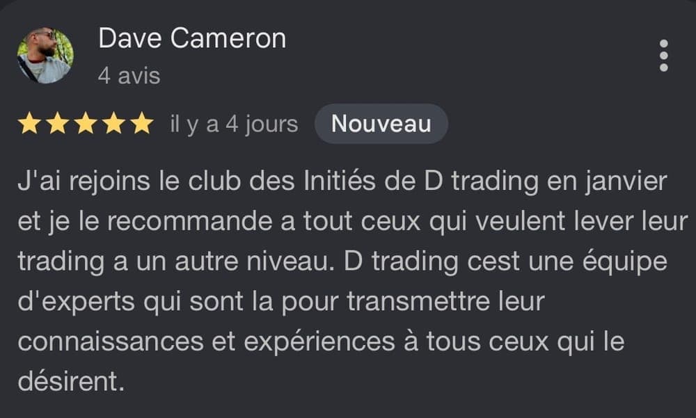 Témoignage de Dave Cameron, membre D*Trading