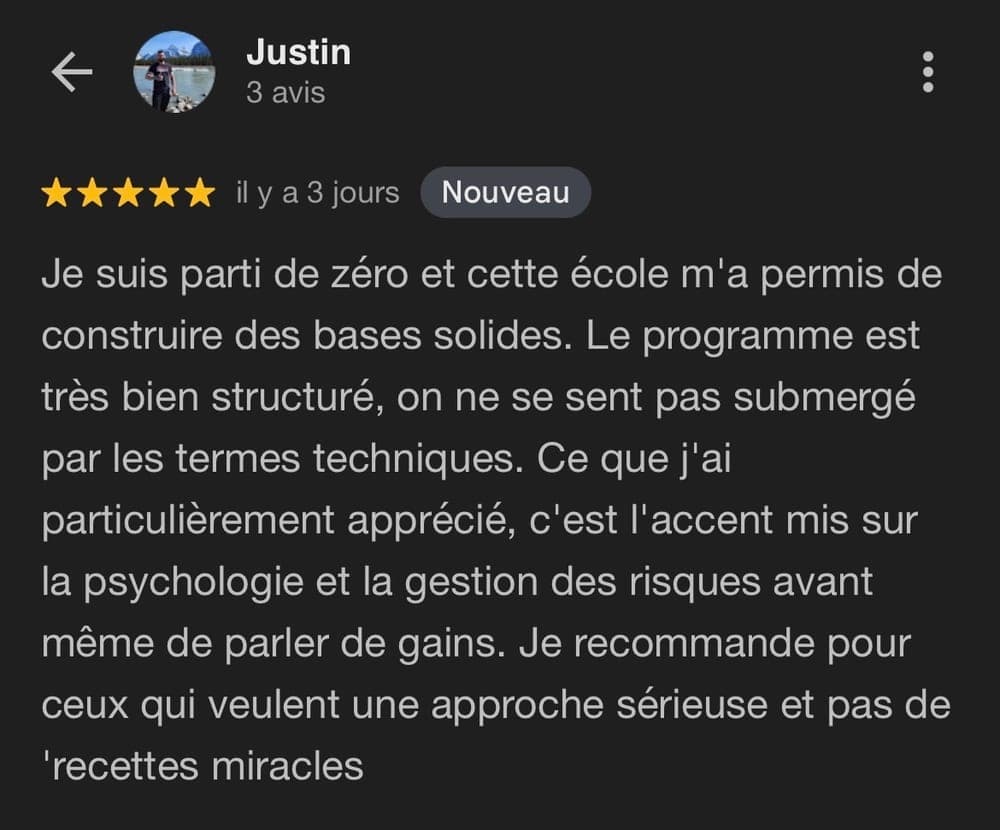 Témoignage de Justin, membre D*Trading