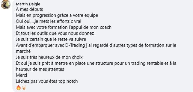 Témoignage de Martin Daigle, membre D*Trading