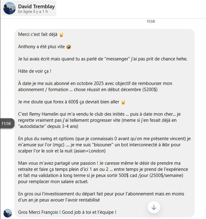 Témoignage de David Tremblay, membre D*Trading